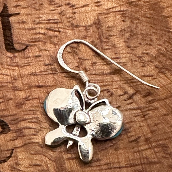 Turquoise butterfly sterling silver earrings - Picture 4 of 6